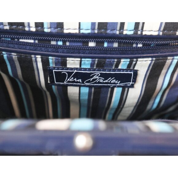 Vintage Vera Bradley Quilted Chan Link Handbag Shoulder Purse Navy Blue - Picture 8 of 8